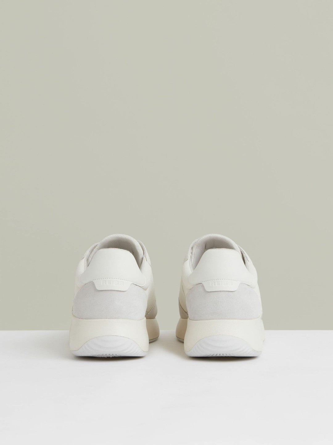 Bonded-Leather Suede Running Trainers in White