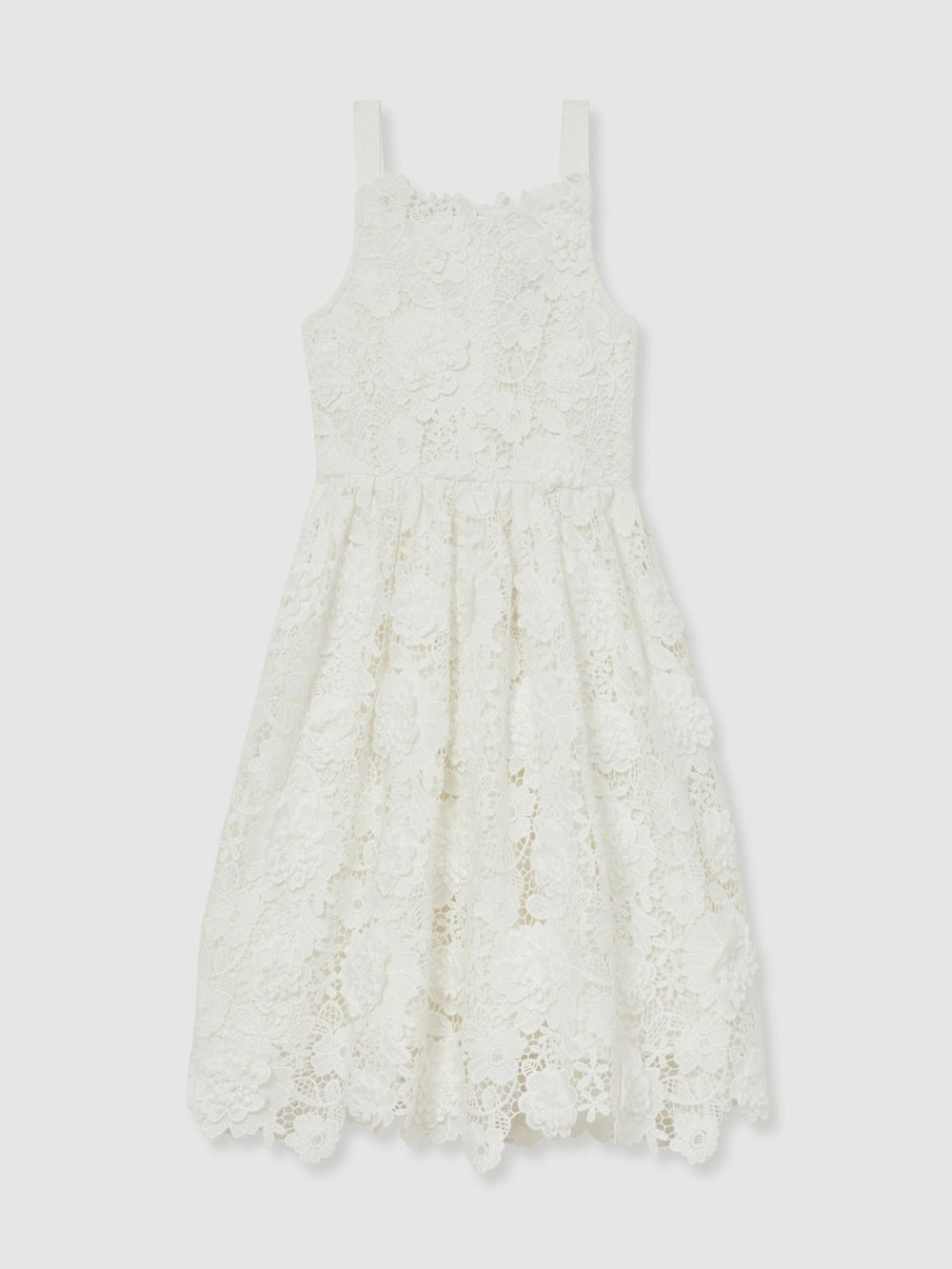 13-14 yrs Guipure-Lace Midi Dress in Ivory