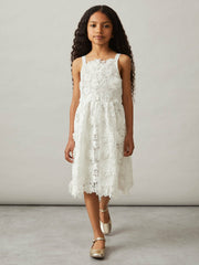 13-14 yrs Guipure-Lace Midi Dress in Ivory
