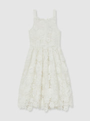 4-9 yrs Guipure-Lace Midi Dress in Ivory