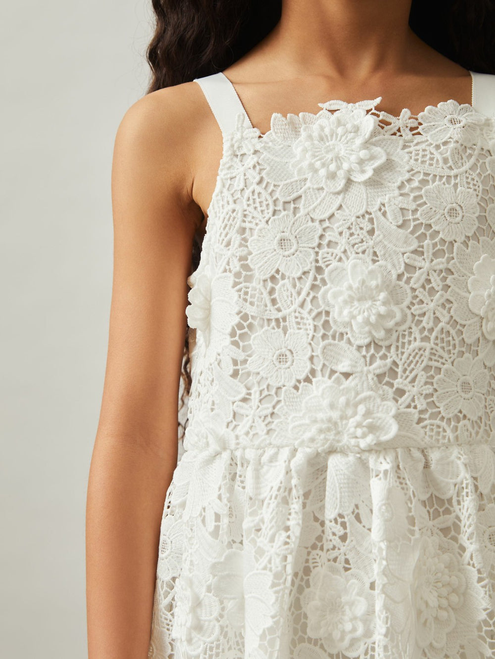 4-9 yrs Guipure-Lace Midi Dress in Ivory