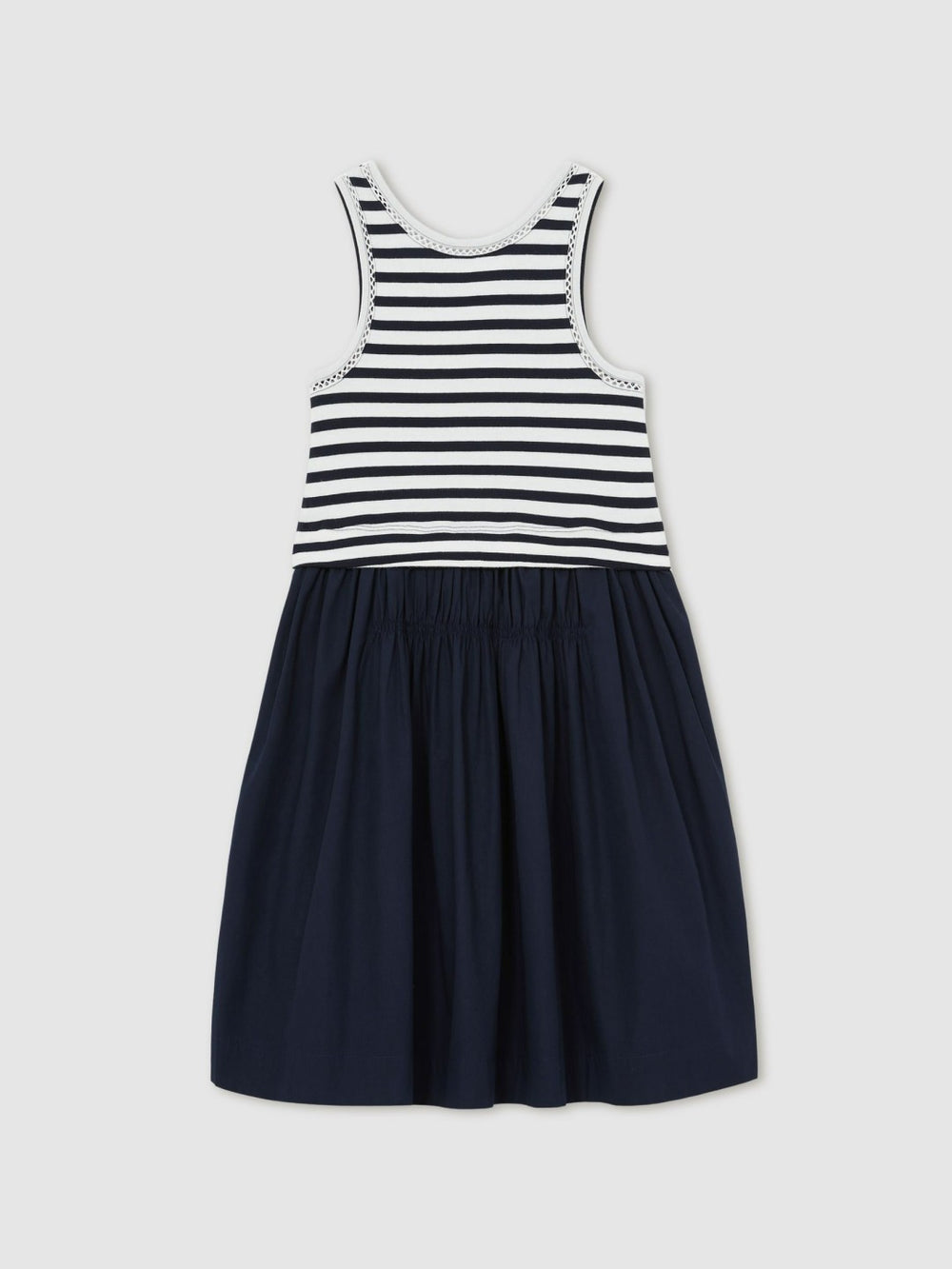 13-14 yrs Cotton Layered Sleeveless Midi Dress in Navy