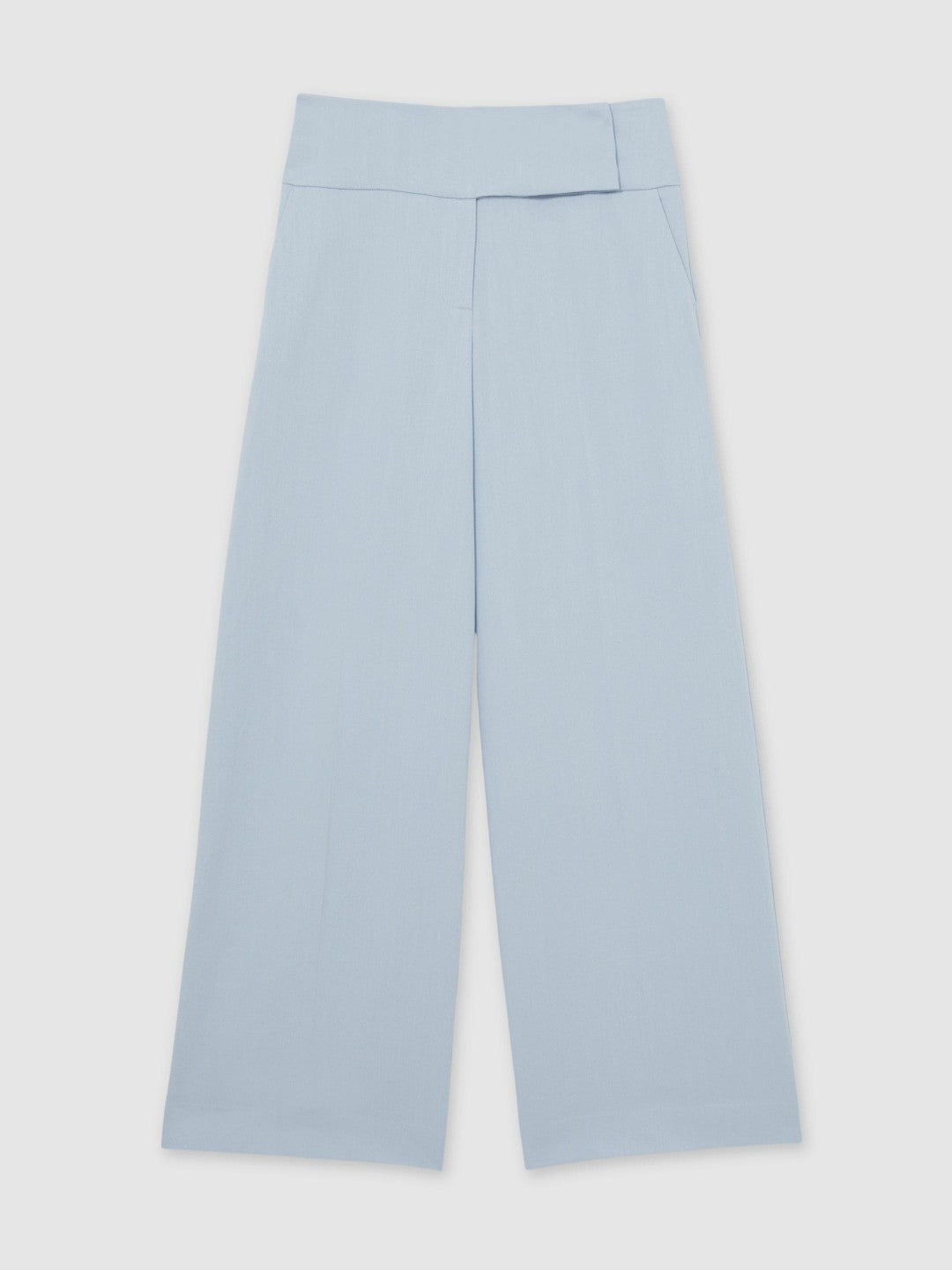 Lyocell-Linen Wide-Leg Trousers in Blue