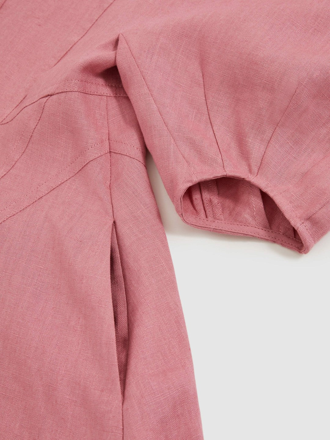4-9 yrs Linen Balloon-Sleeve Dress in Pink