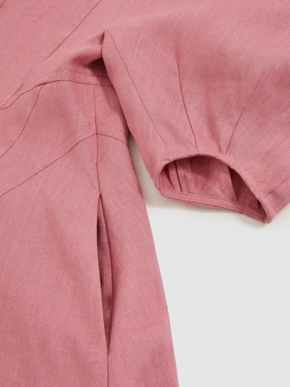 4-9 yrs Linen Balloon-Sleeve Dress in Pink
