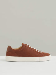 Nubuck Leather Low-Top Trainers in Brickwood Red
