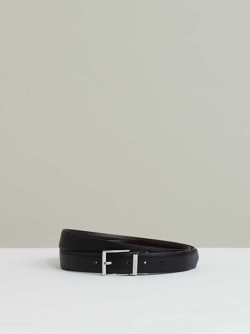 Reversible Leather Belt with Interchangeable Buckle in Black/Brown