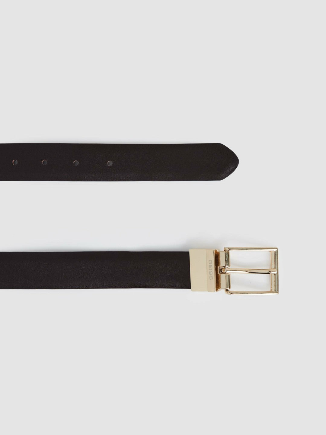 Reversible Leather Belt with Interchangeable Buckle in Black/Brown