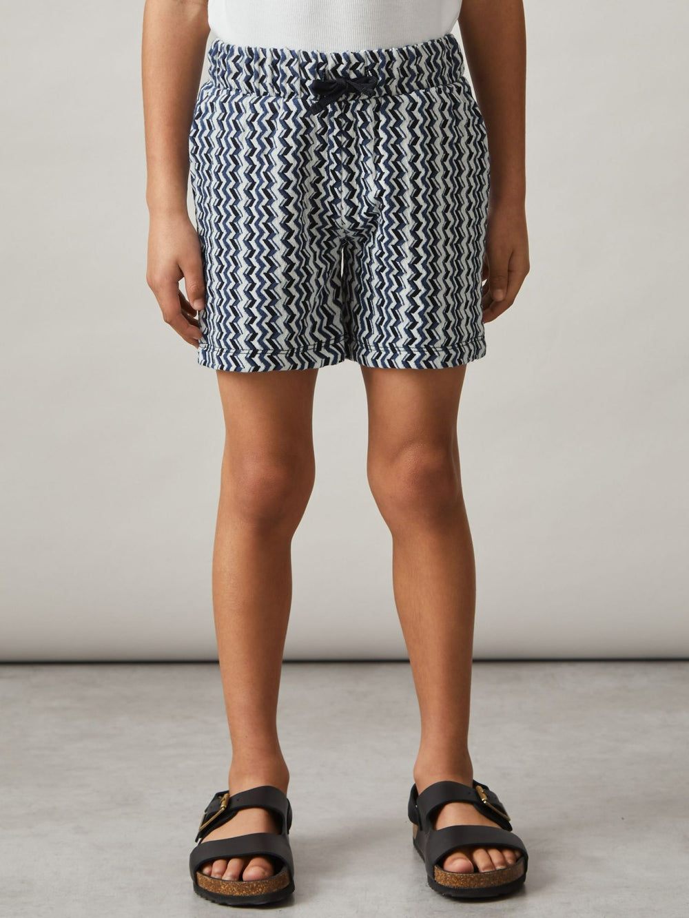 9-13 yrs Zig-Zag Knit Drawstring Shorts in Blue