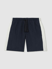 9-13 yrs Plissé Colour-Block Shorts in Navy/White