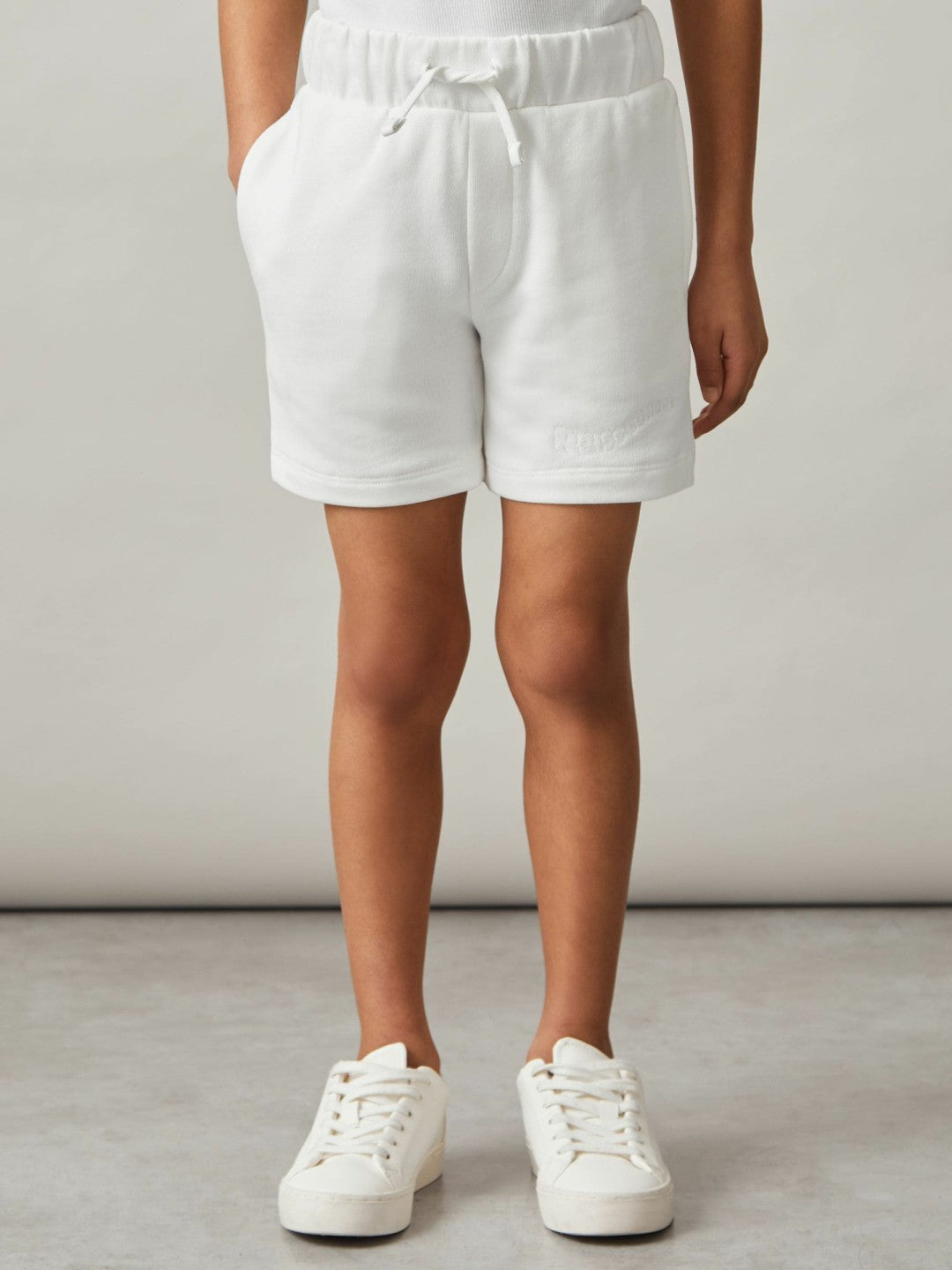 9-13 yrs Cotton Brand-Embroidered Shorts in Off White