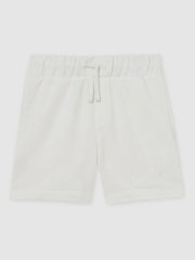 9-13 yrs Cotton Brand-Embroidered Shorts in Off White