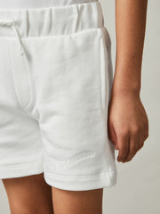 9-13 yrs Cotton Brand-Embroidered Shorts in Off White