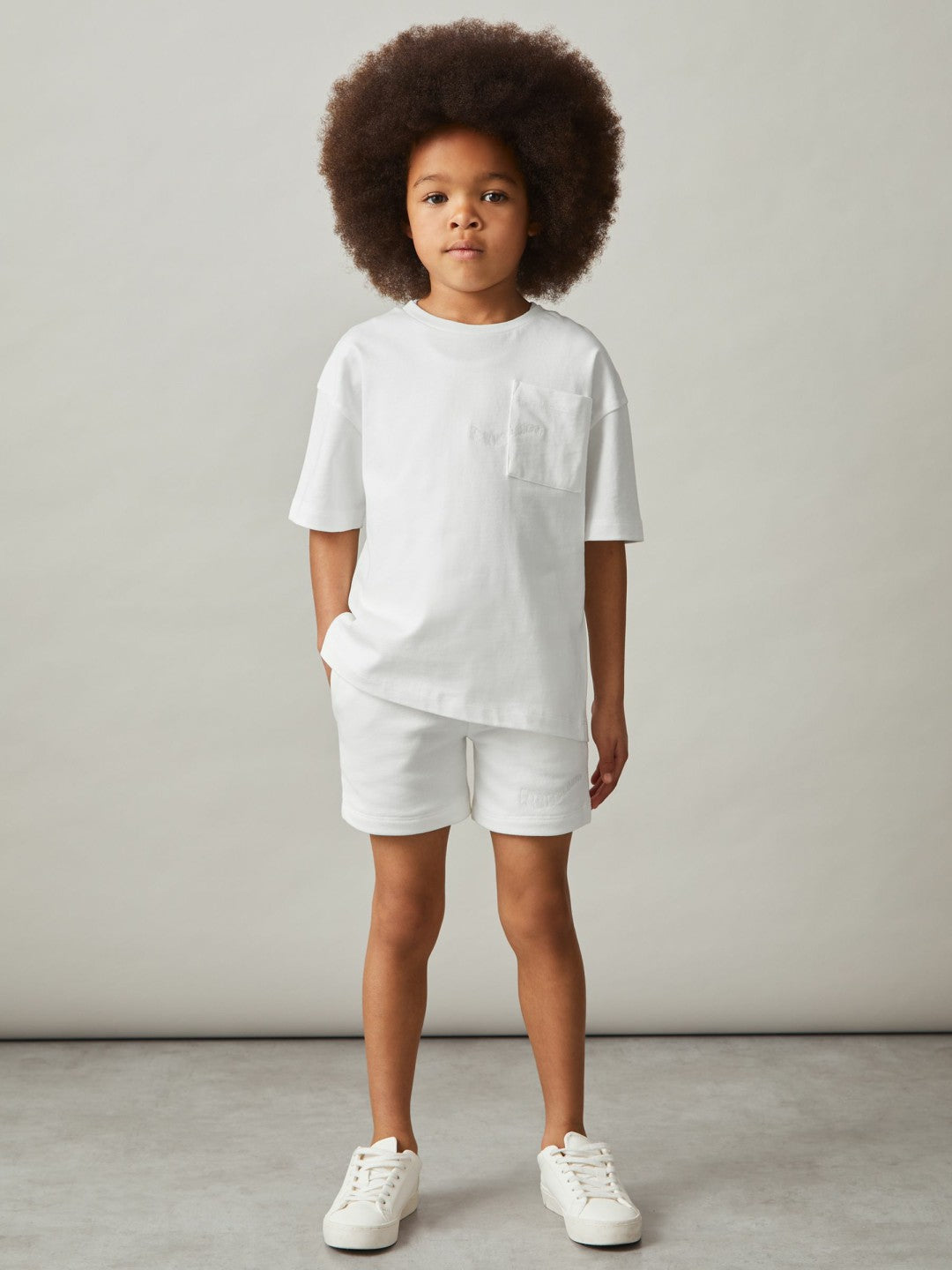 13-14 yrs Cotton Palm-Embroidery Oversize T-Shirt in Off White