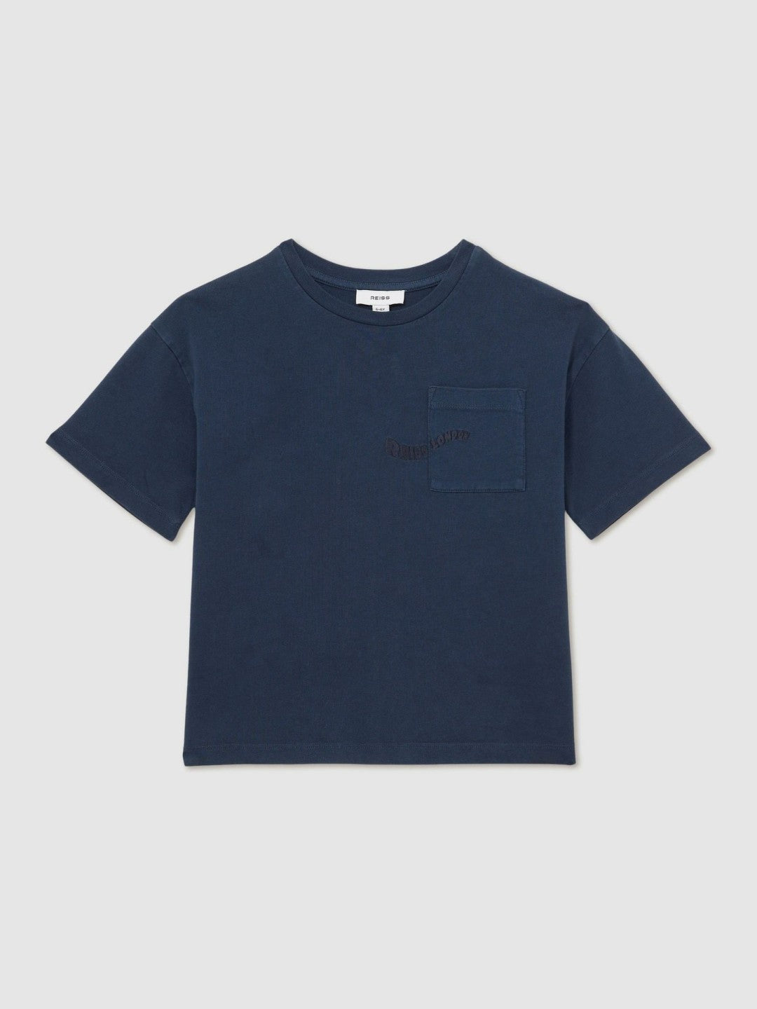 3-9 yrs Cotton Palm-Embroidery Oversize T-Shirt in Washed Navy