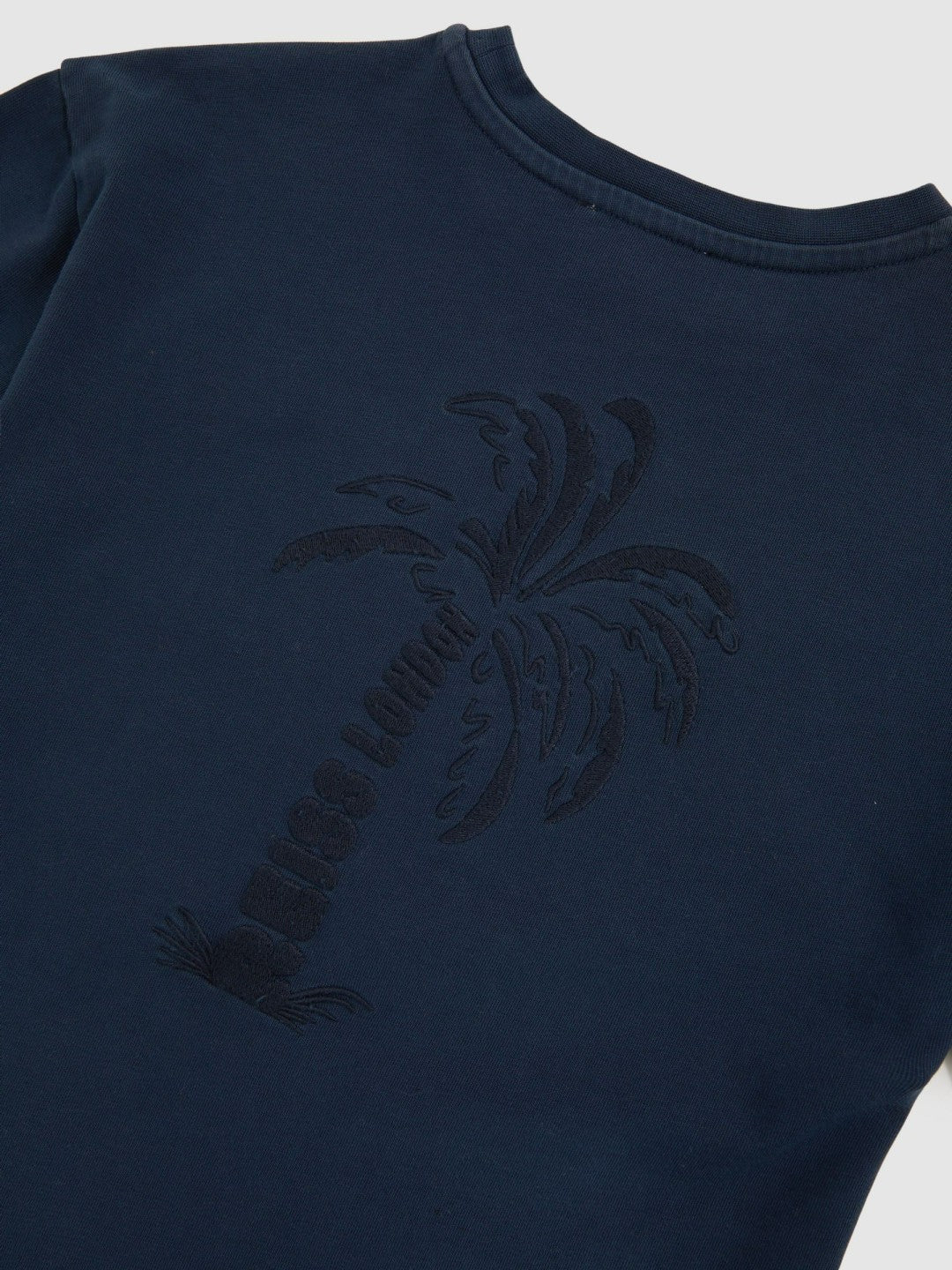 3-9 yrs Cotton Palm-Embroidery Oversize T-Shirt in Washed Navy