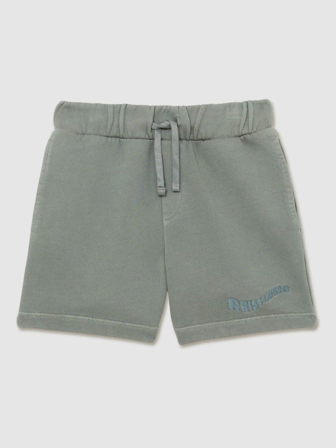 3-9 yrs Cotton Brand-Embroidered Shorts in Washed Sage