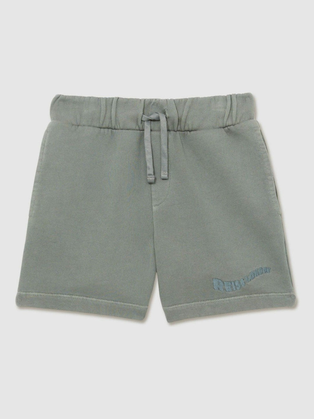 3-9 yrs Cotton Brand-Embroidered Shorts in Washed Sage