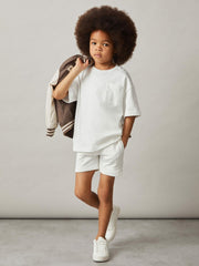 13-14 yrs Cotton Brand-Embroidered Shorts in Off White