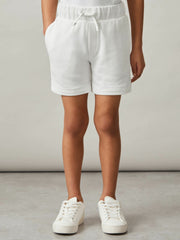 13-14 yrs Cotton Brand-Embroidered Shorts in Off White
