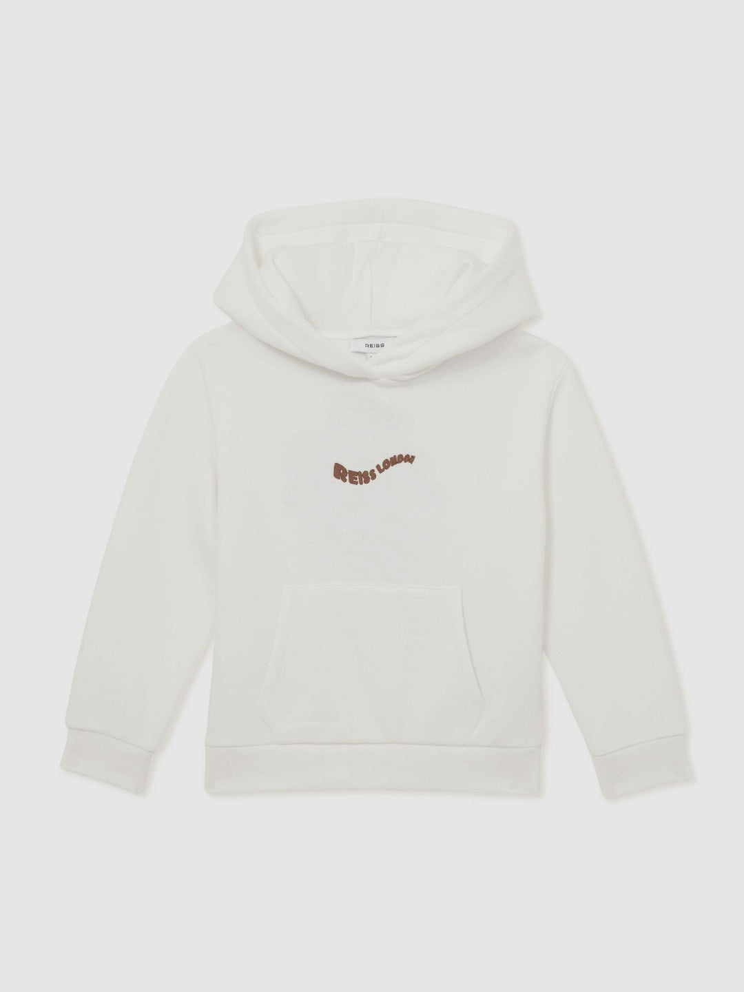 9-13 yrs Cotton-Blend Palm-Embroidered Hoodie in Off White