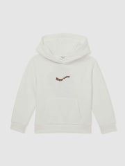 9-13 yrs Cotton-Blend Palm-Embroidered Hoodie in Off White