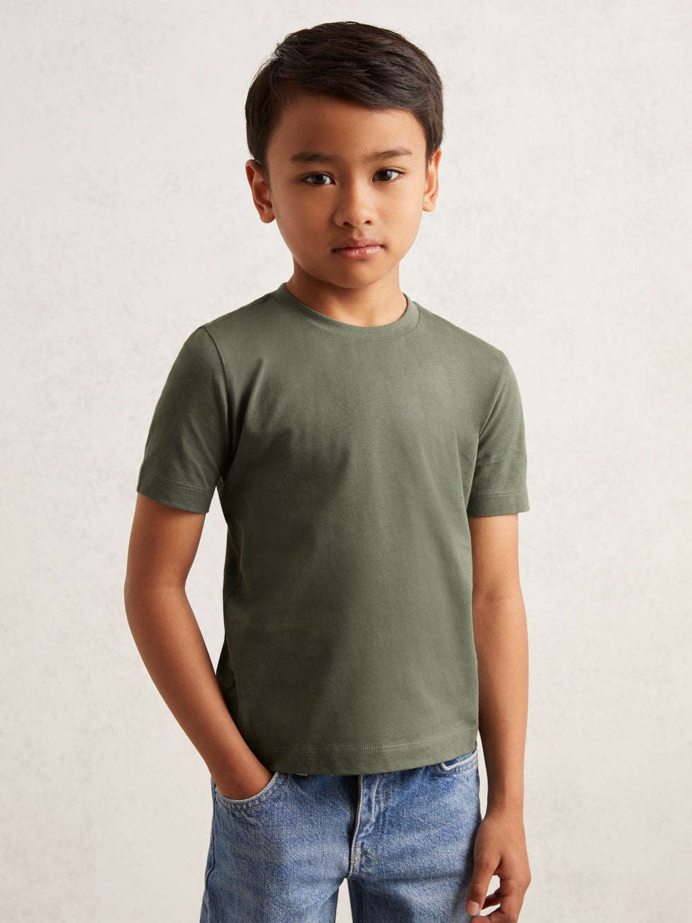 9-13 yrs Crew Neck T-Shirt in Dark Sage