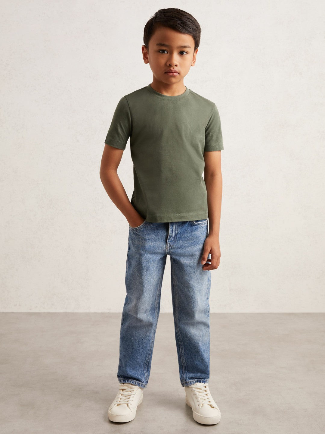 9-13 yrs Crew Neck T-Shirt in Dark Sage