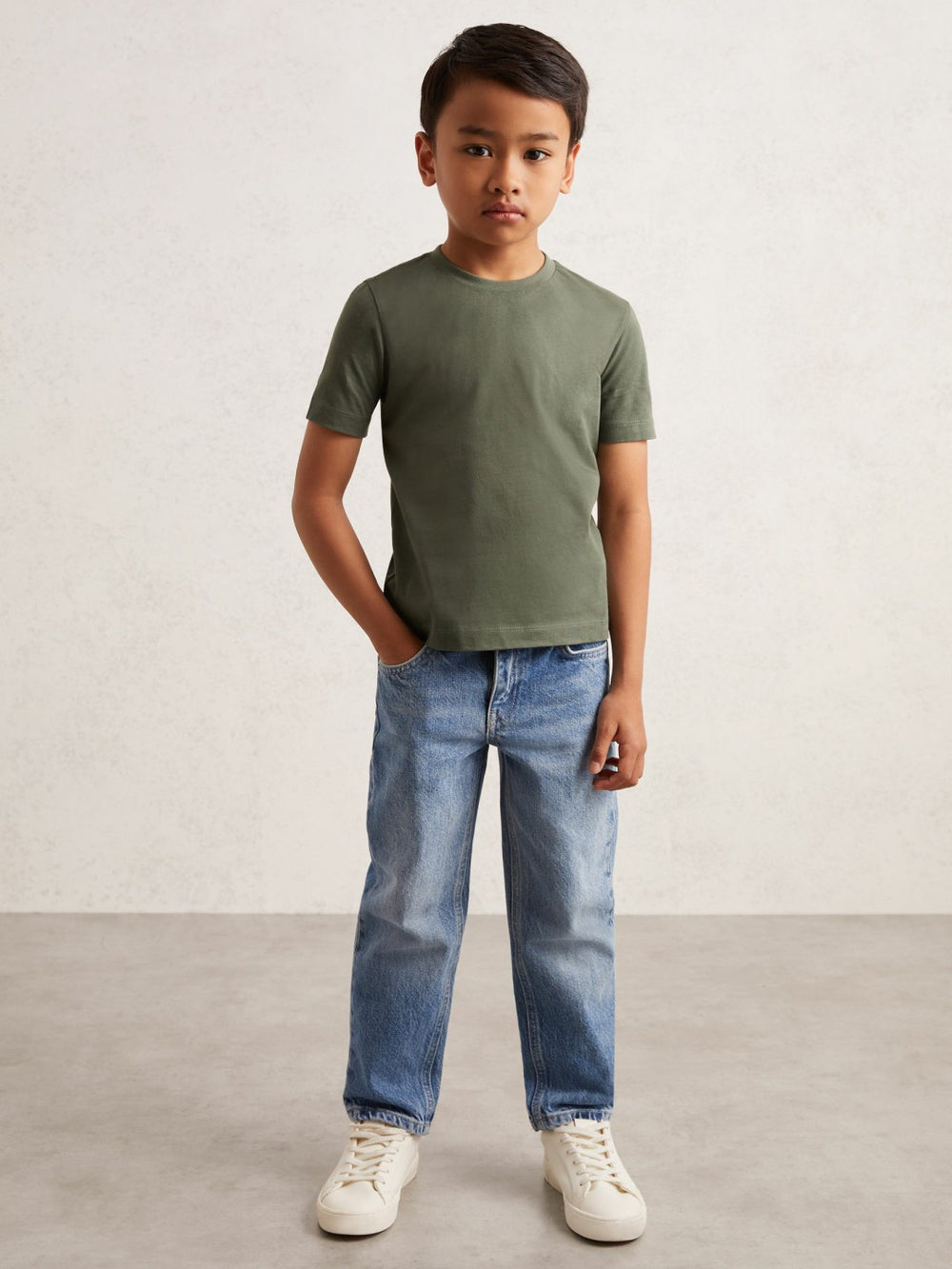 9-13 yrs Crew Neck T-Shirt in Dark Sage