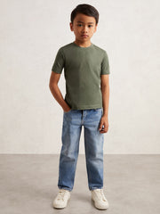 9-13 yrs Crew Neck T-Shirt in Dark Sage