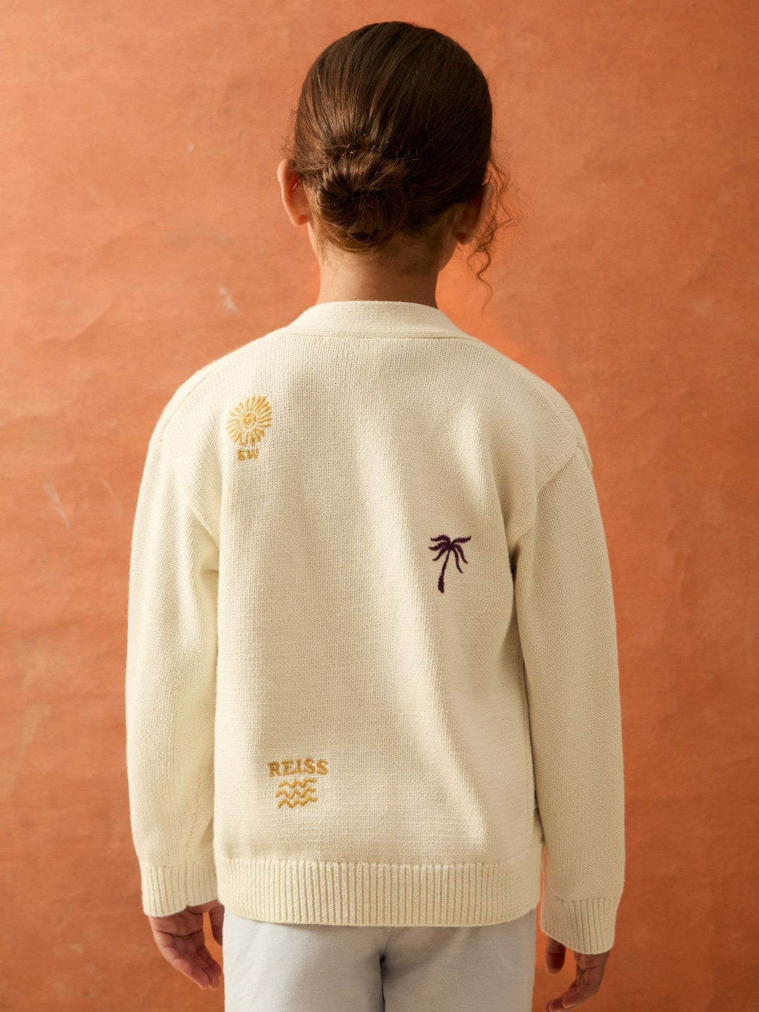 4-9 yrs SmileyWorld Embroidery Cardigan Unisex Fit in Off White