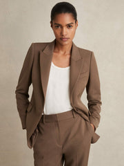 Tailored Single Breasted Suit Blazer in Mink Neutral