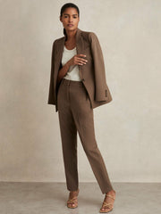 Petite Tailored Single Breasted Suit Blazer in Mink Neutral