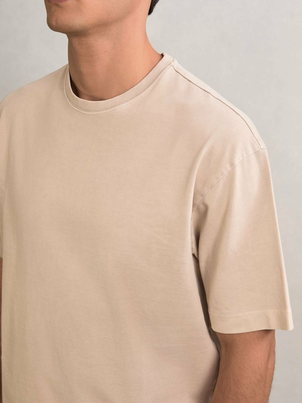 Cotton Garment-Dyed Oversize T-Shirt in Oatmeal