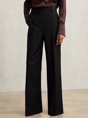 Wool-Blend Wide-Leg Suit Trousers in Black