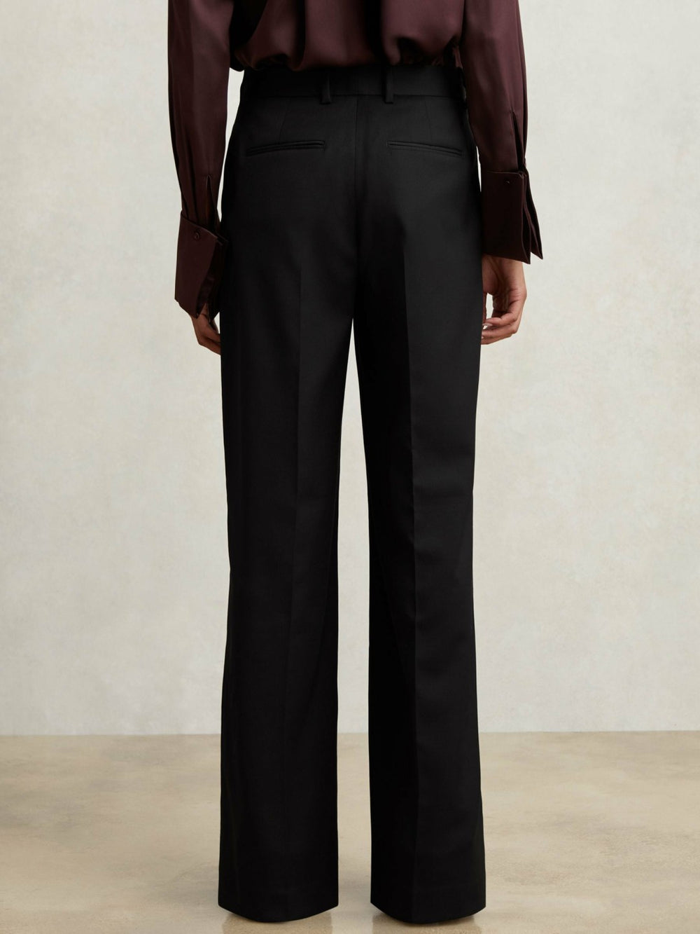 Wool-Blend Wide-Leg Suit Trousers in Black