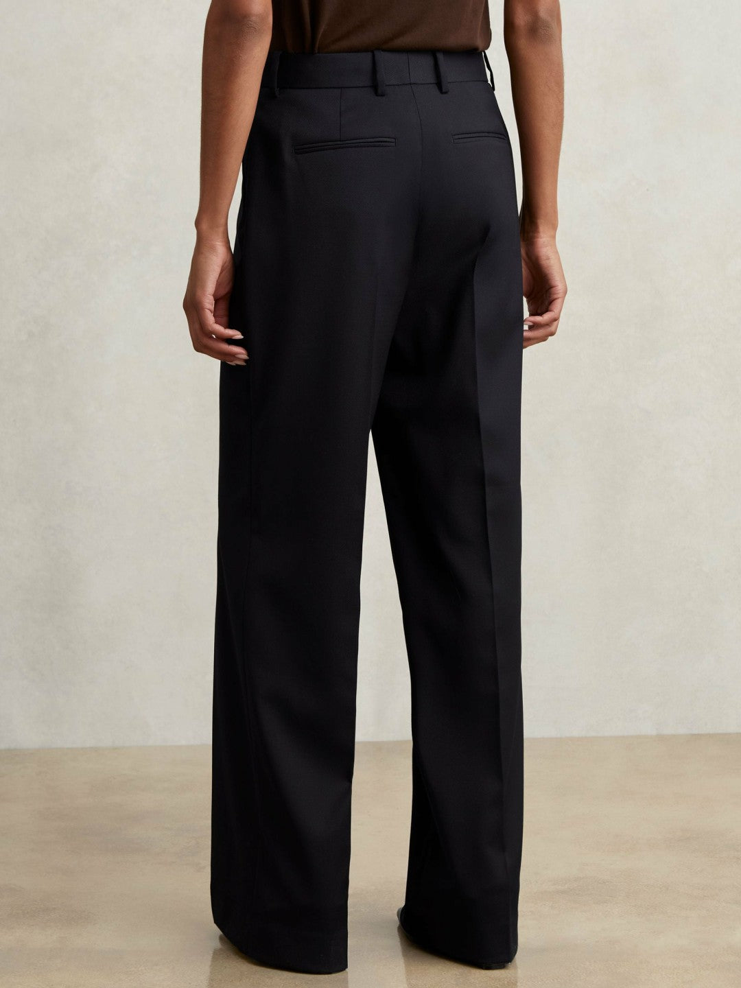 Petite Wool-Blend Wide-Leg Suit Trousers in Navy