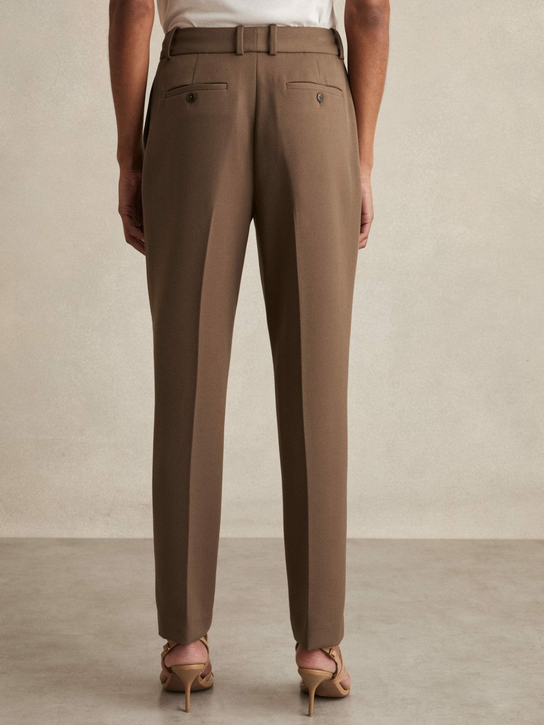 Petite Slim Fit Suit Trousers in Mink Neutral