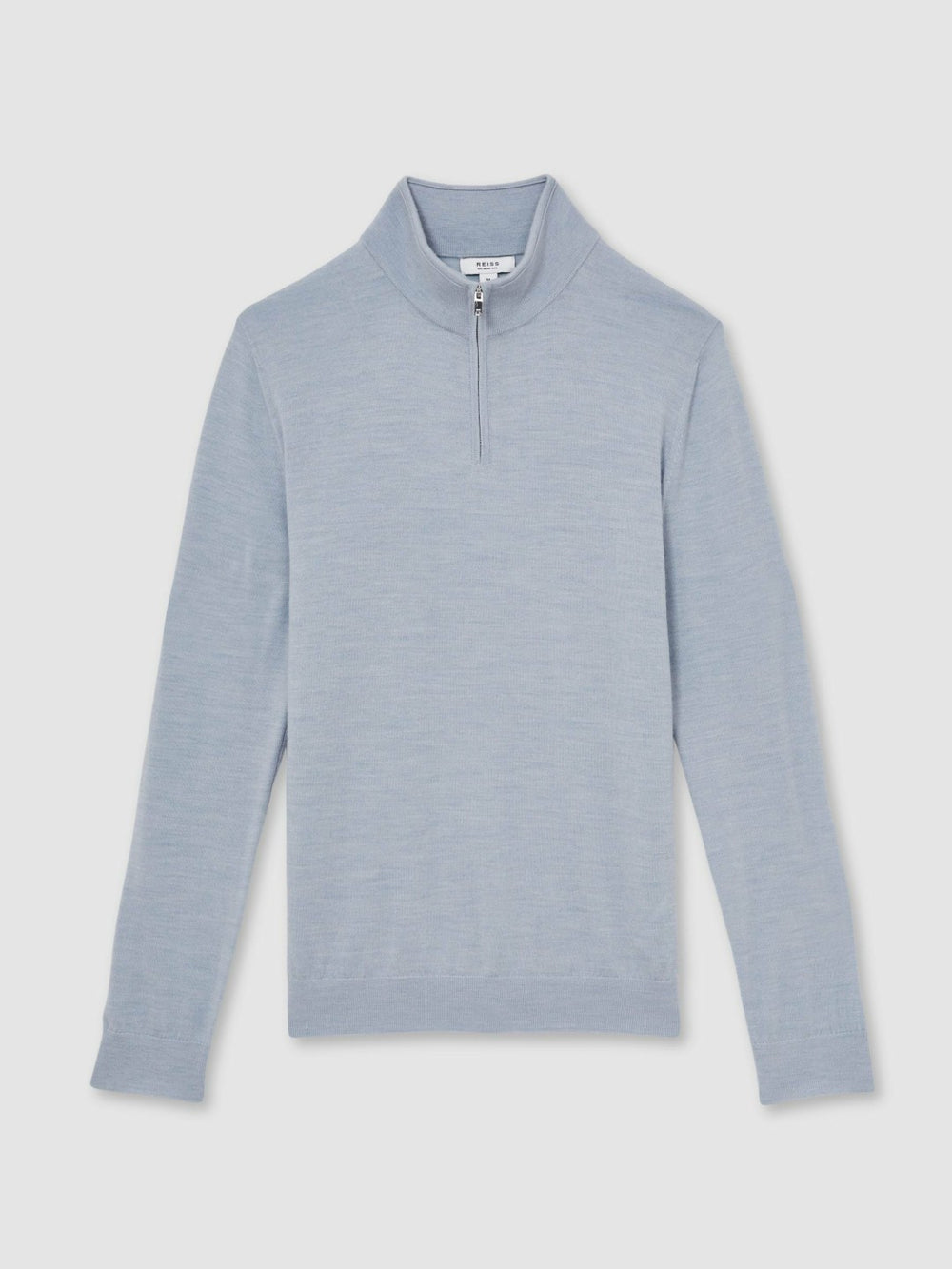 Merino Wool Half-Zip Jumper in Soft Blue