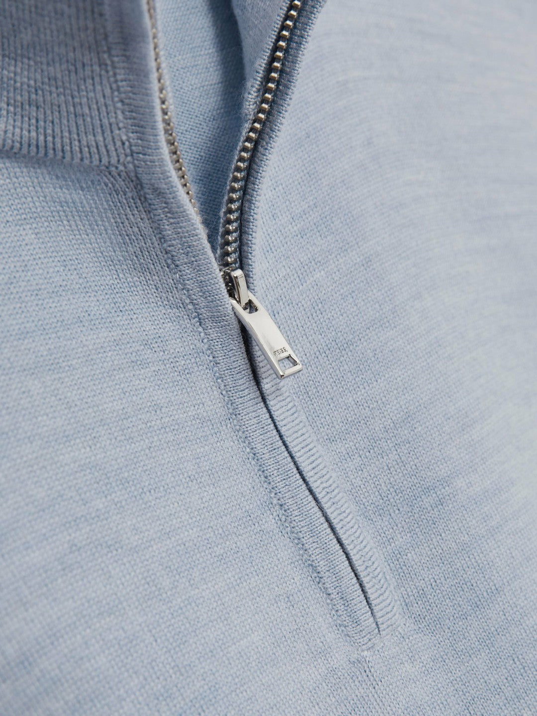 Merino Wool Half-Zip Jumper in Soft Blue
