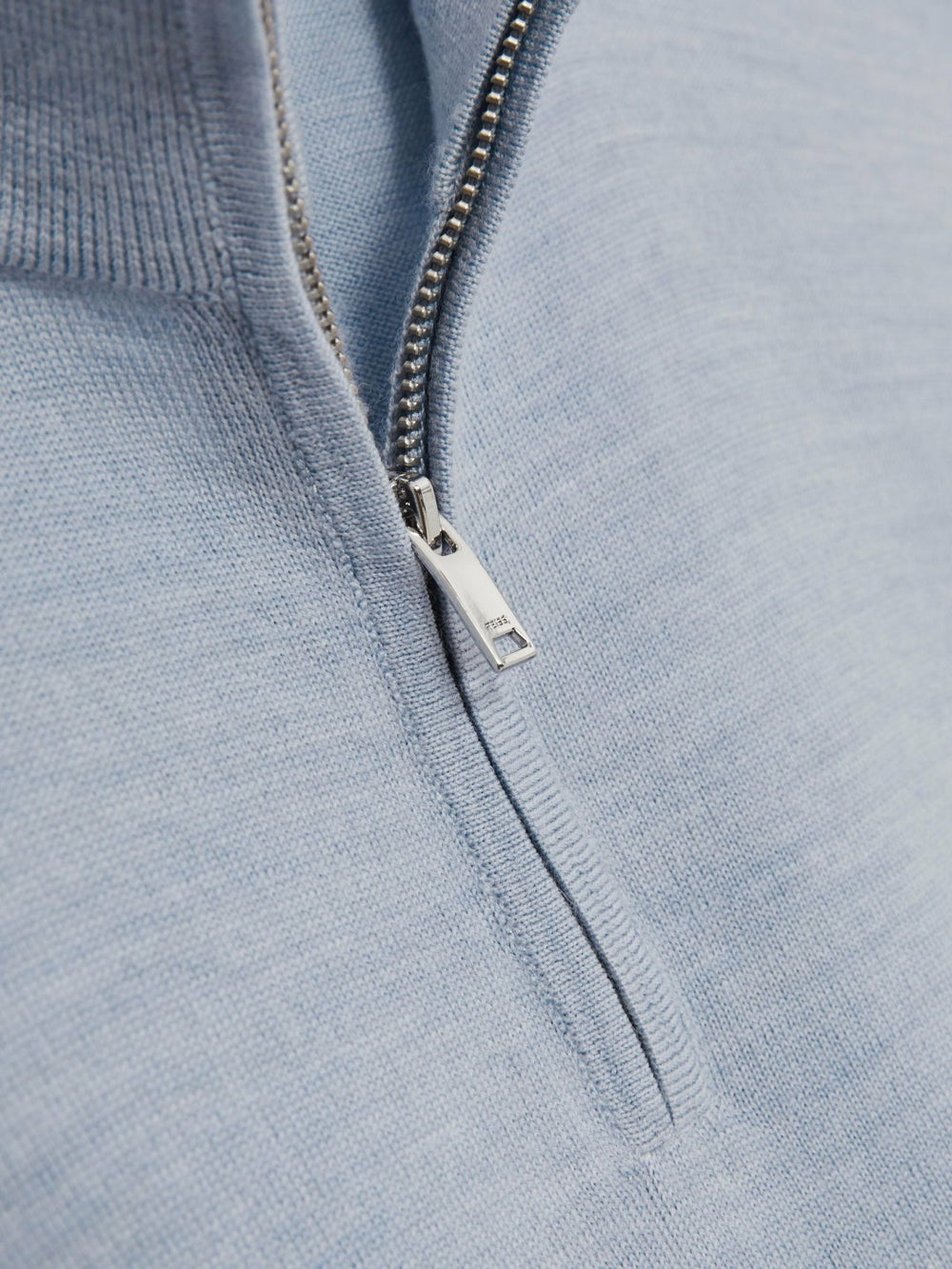 Merino Wool Half-Zip Jumper in Soft Blue