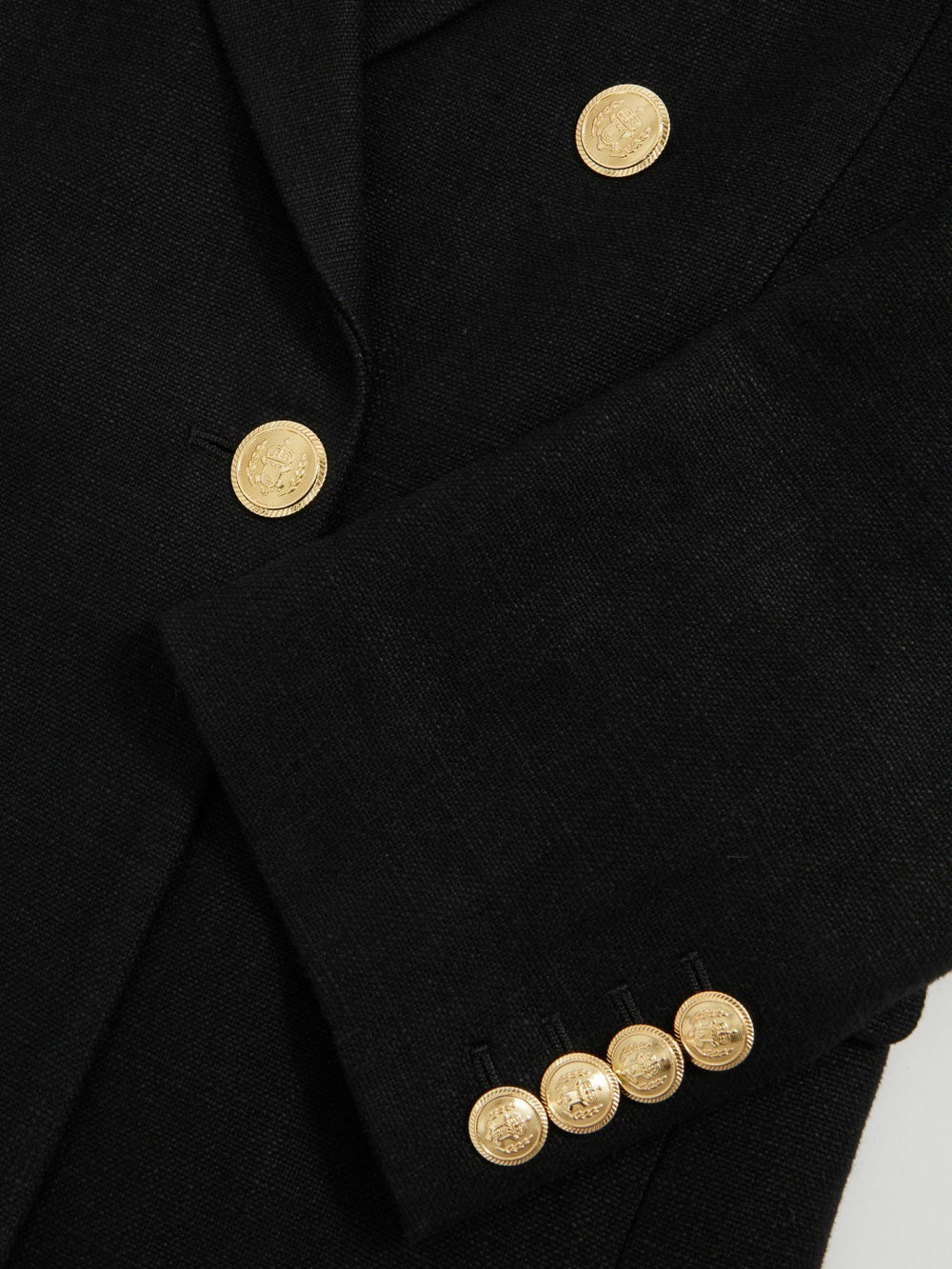 Petite Oversized Double-Breasted Blazer Linen-Blend in Black