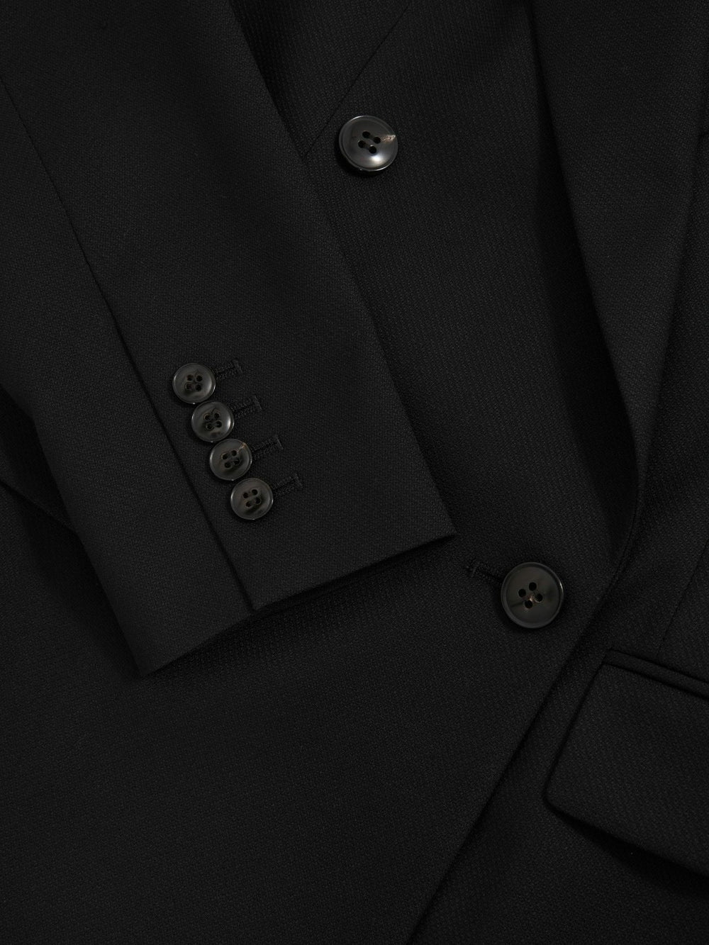 Petite Wool Blend Double Breasted Suit Blazer in Black
