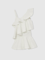 Cotton Tiered Ruffle Mini Dress in Ivory