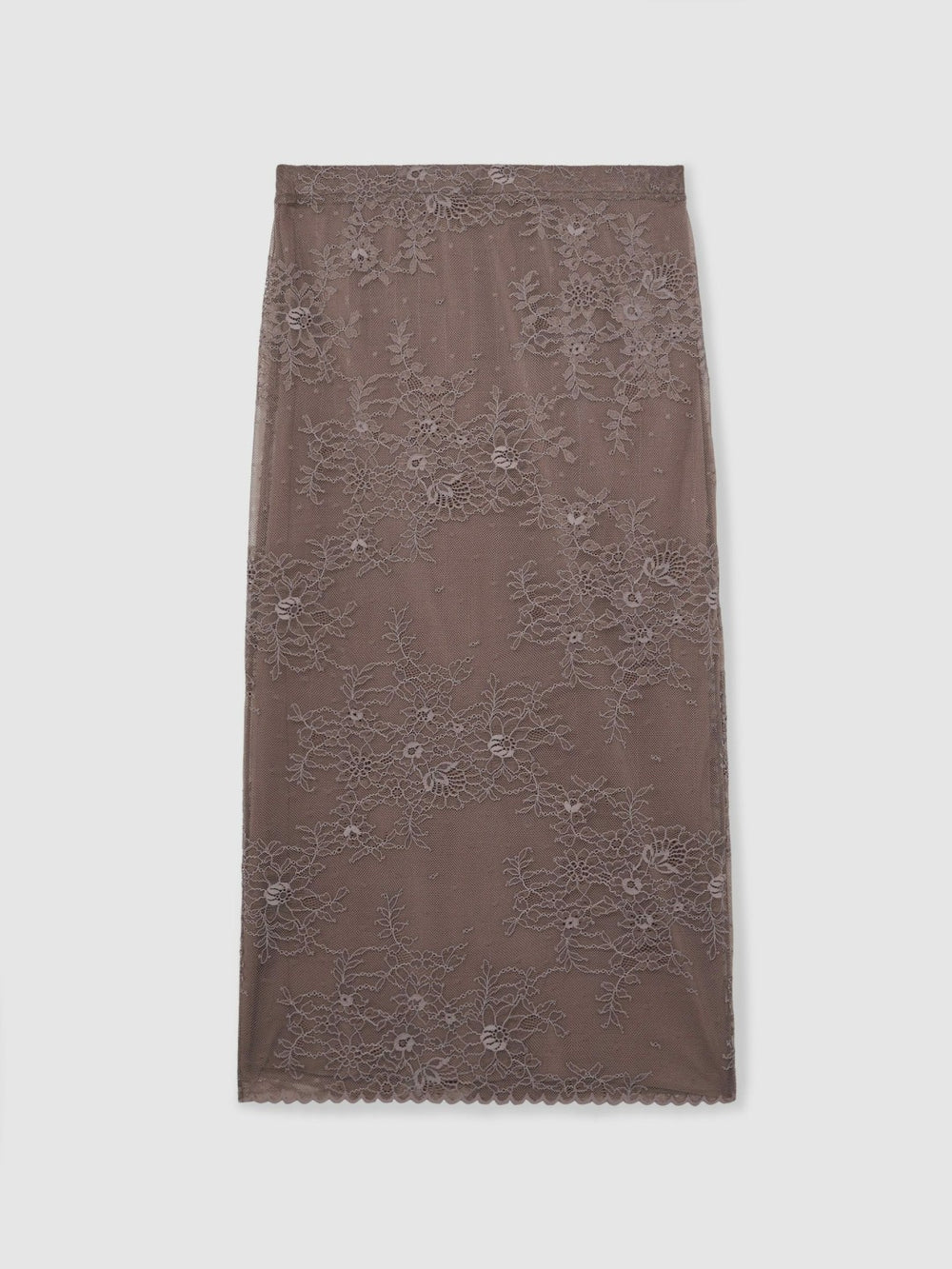 Lace Pencil Skirt in Taupe Brown