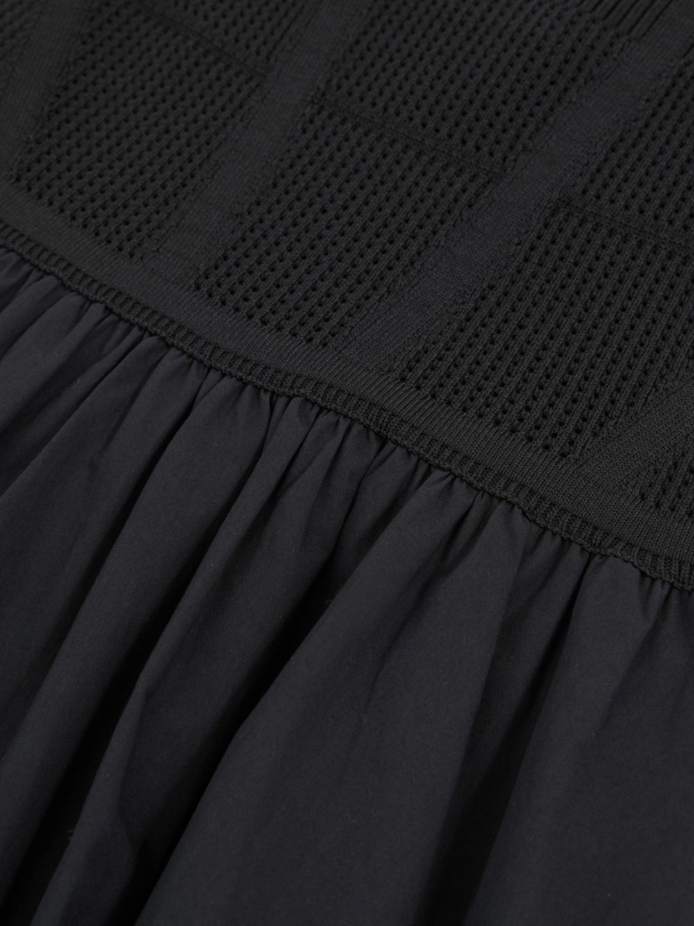 Perforated-Knit Cotton-Skirt Midi Dress in Navy