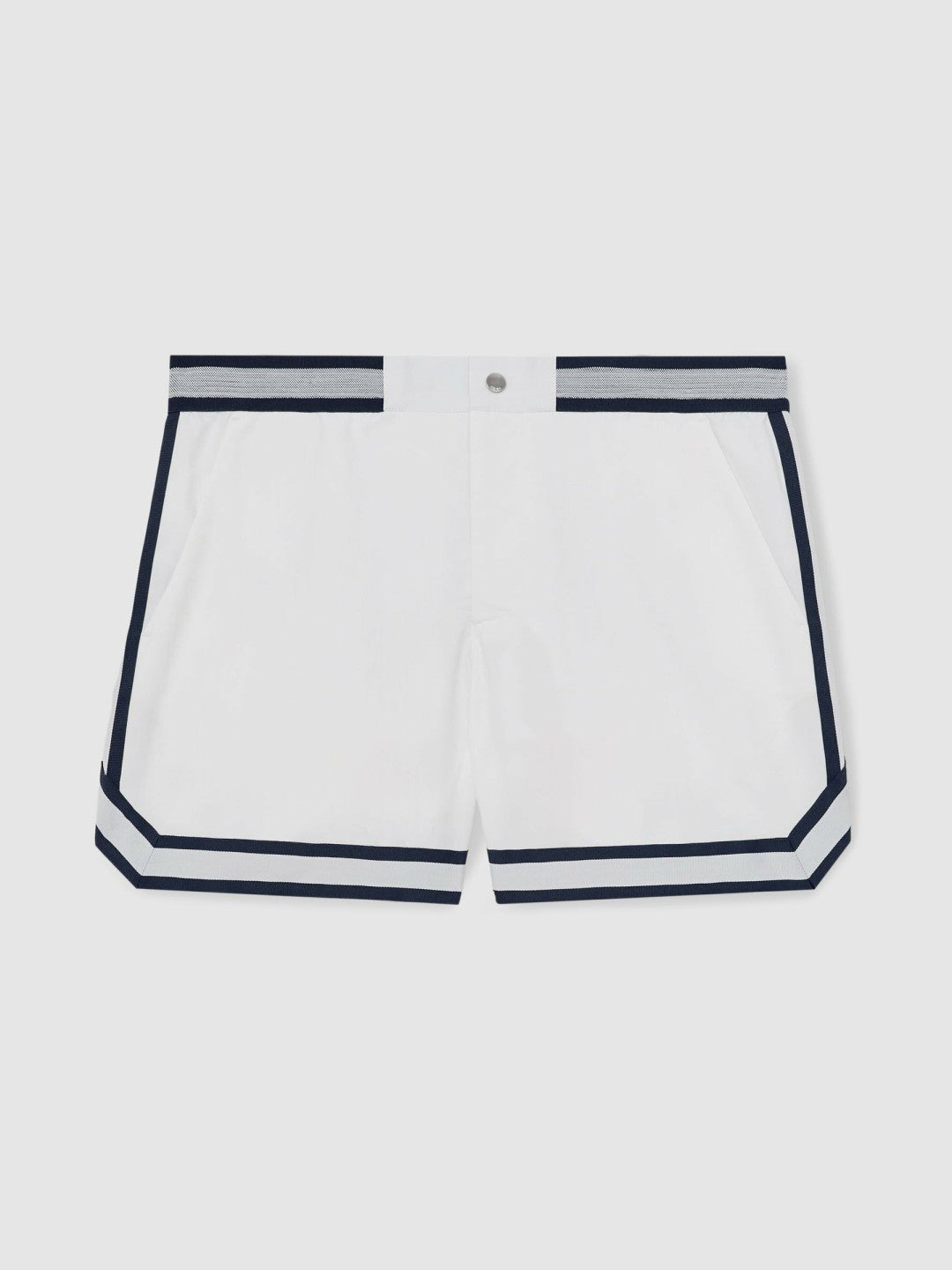 | Ché Stripe-Trim Swim Shorts in White