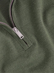 3-9 yrs Merino Wool Half-Zip Funnel Neck Jumper in Kale Green