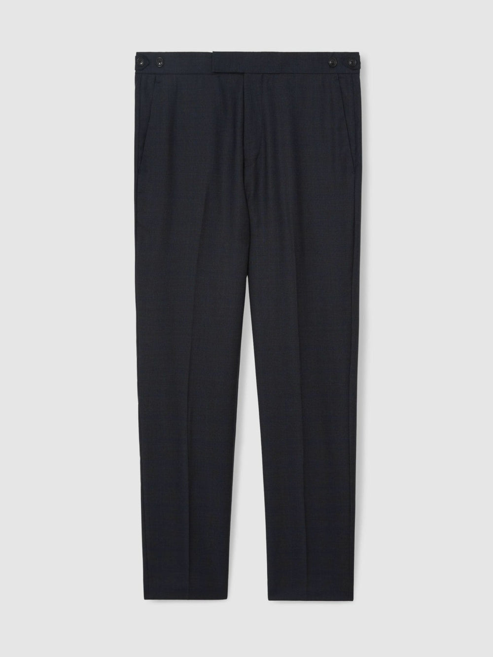 Wool Check Slim-Fit Suit Trousers in Navy