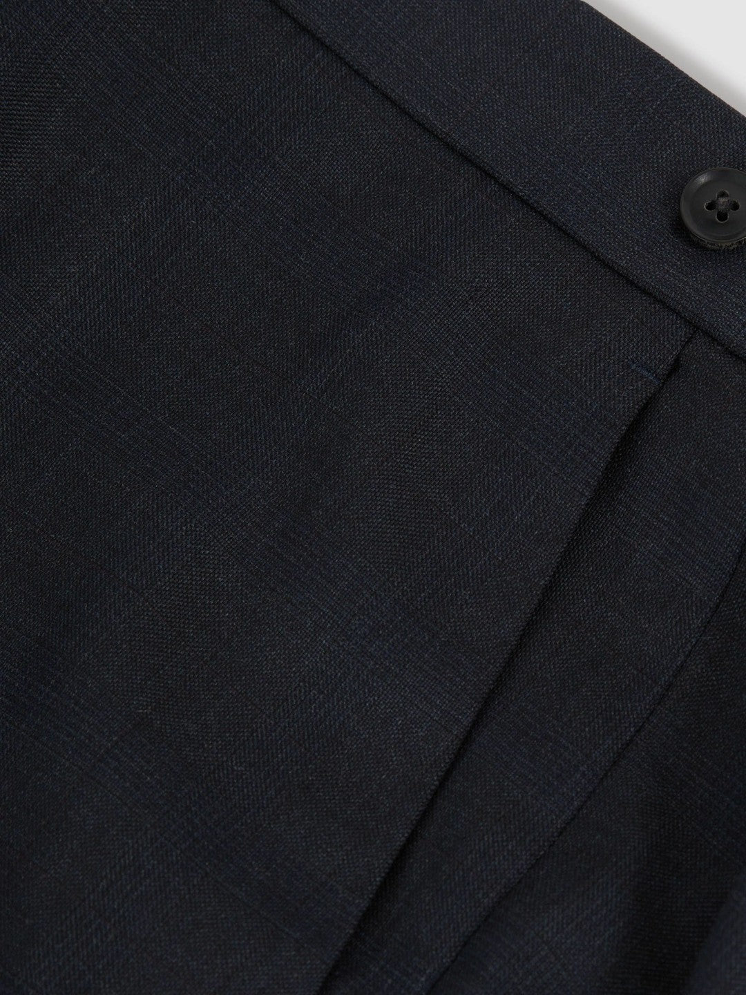 Wool Check Slim-Fit Suit Trousers in Navy